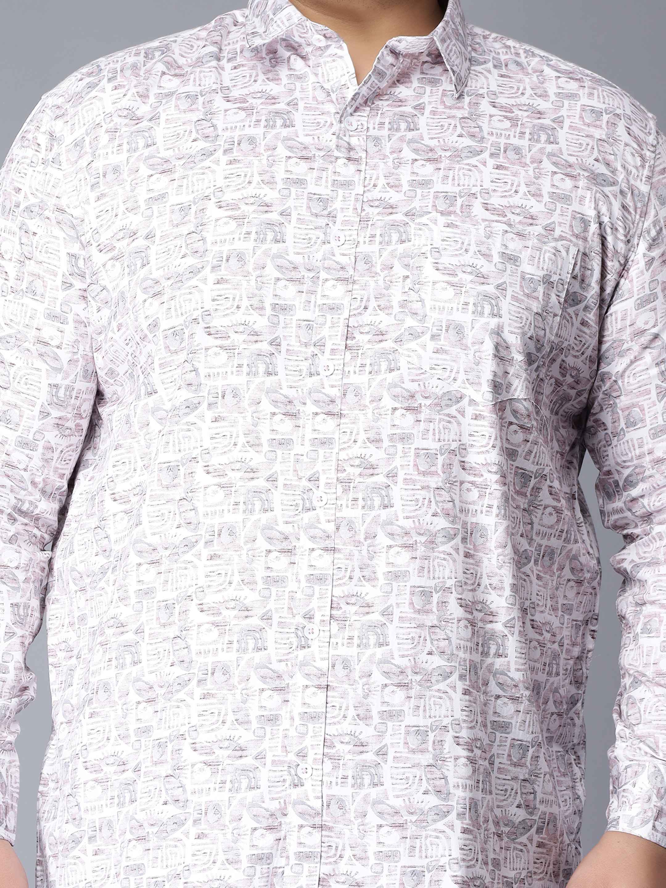 White Pink Printed Plus Size Shirt - Image 3