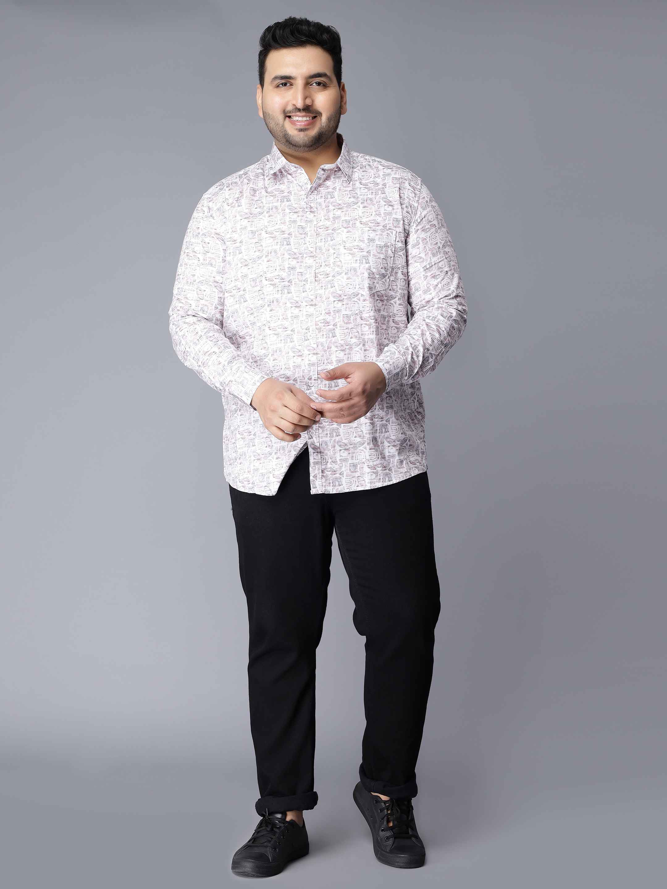 White Pink Printed Plus Size Shirt - Image 4