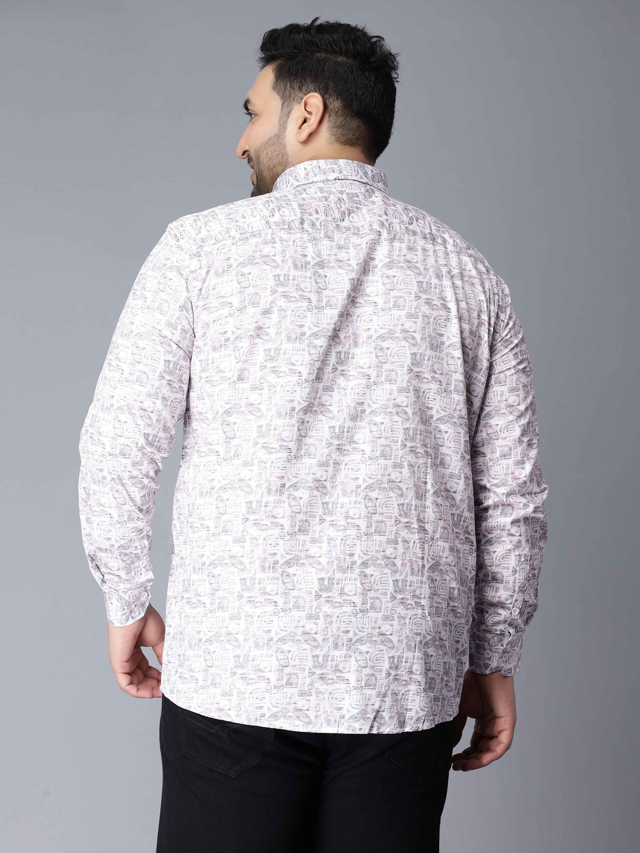 White Pink Printed Plus Size Shirt - Image 5