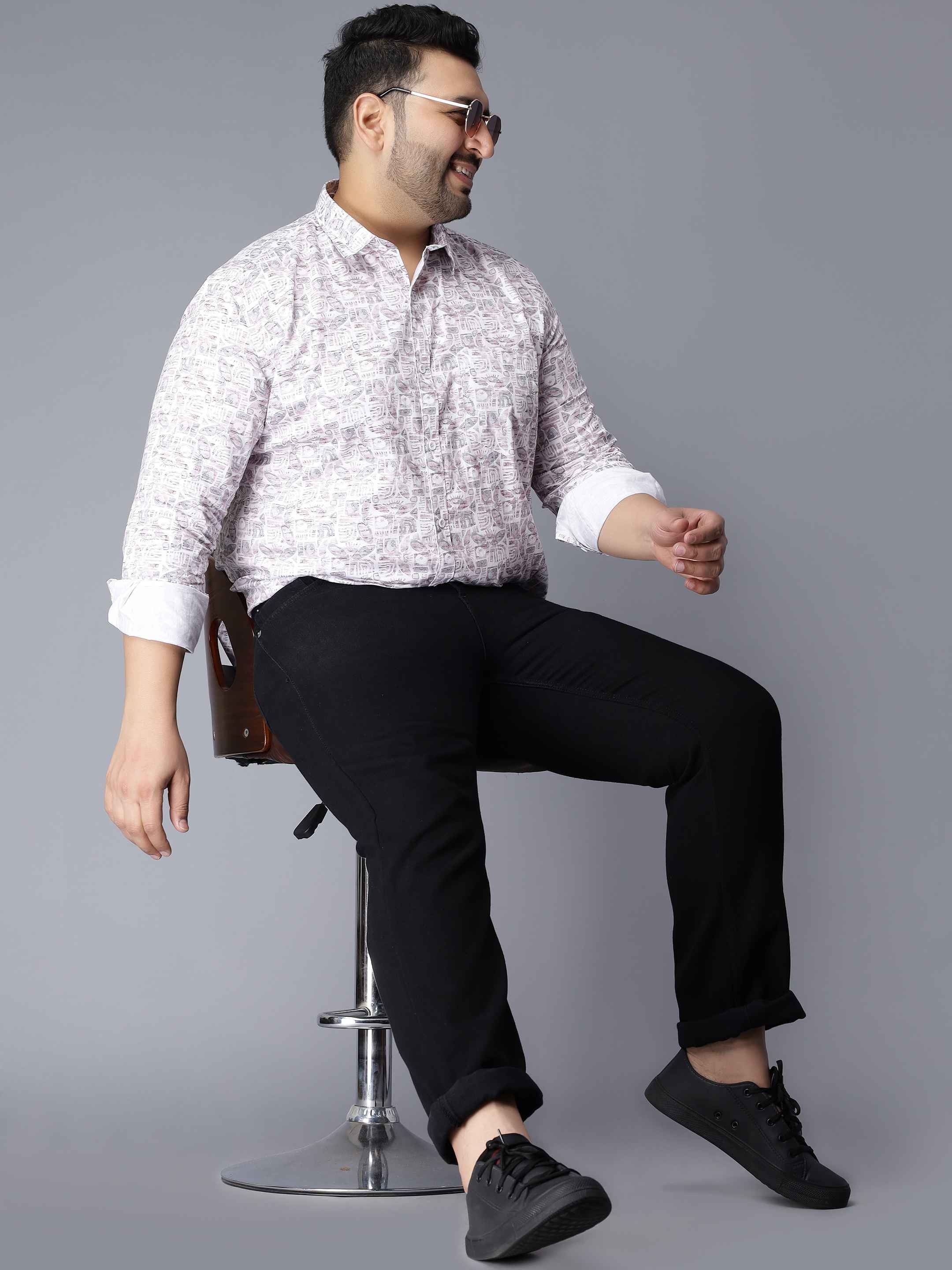 White Pink Printed Plus Size Shirt - Image 6