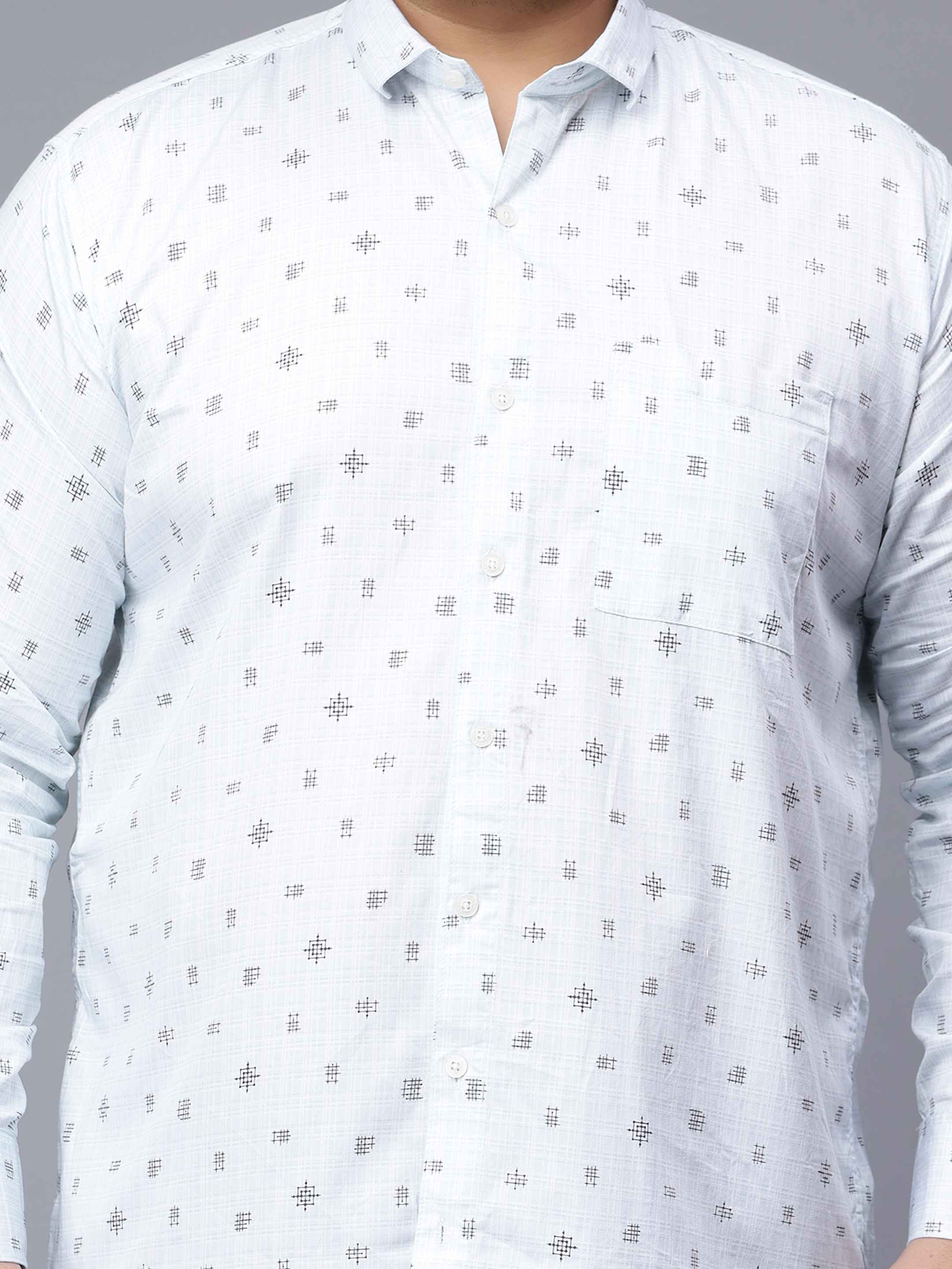 White Square Pattern Plus Size Shirt - Image 3