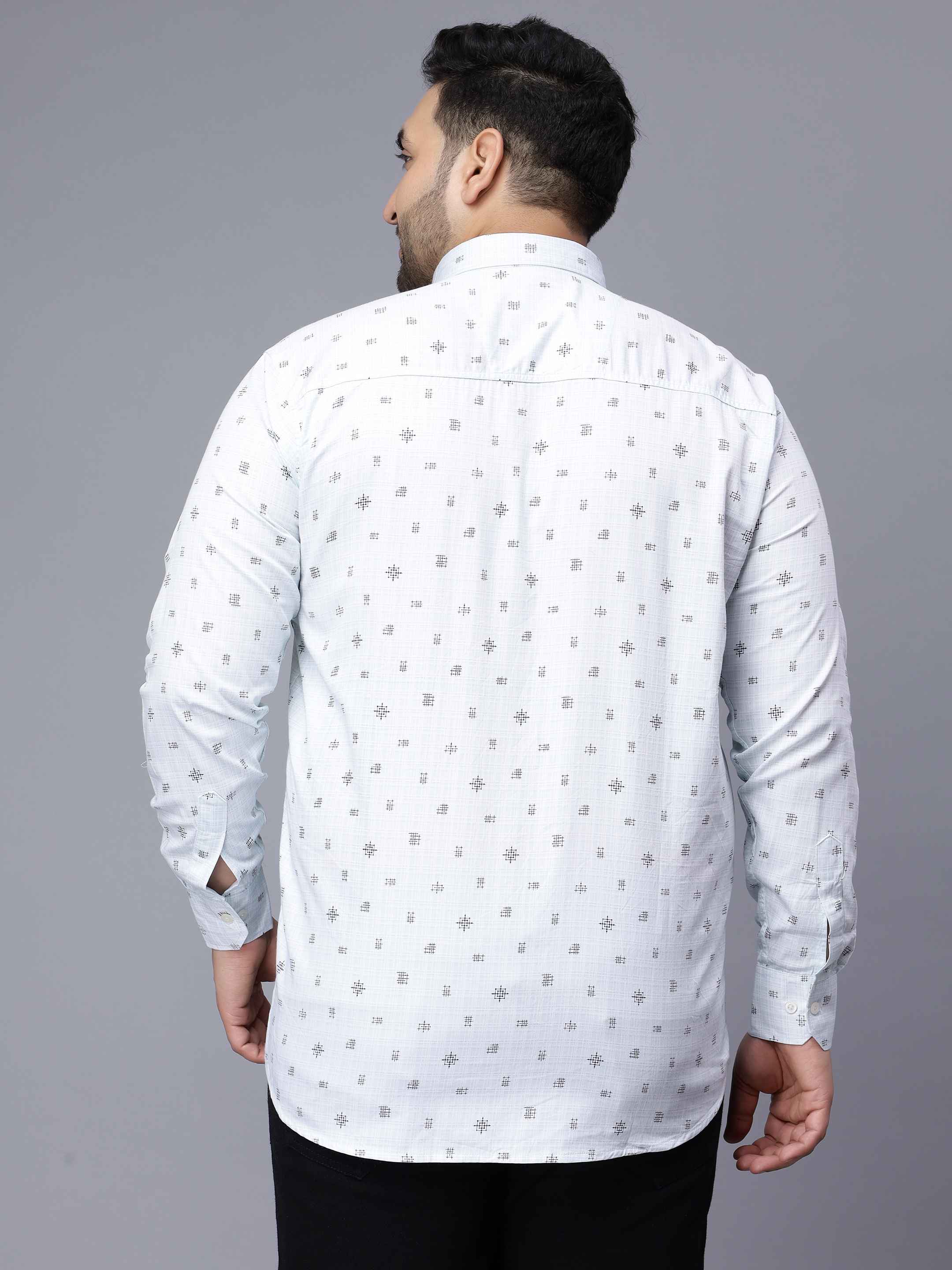 White Square Pattern Plus Size Shirt - Image 5