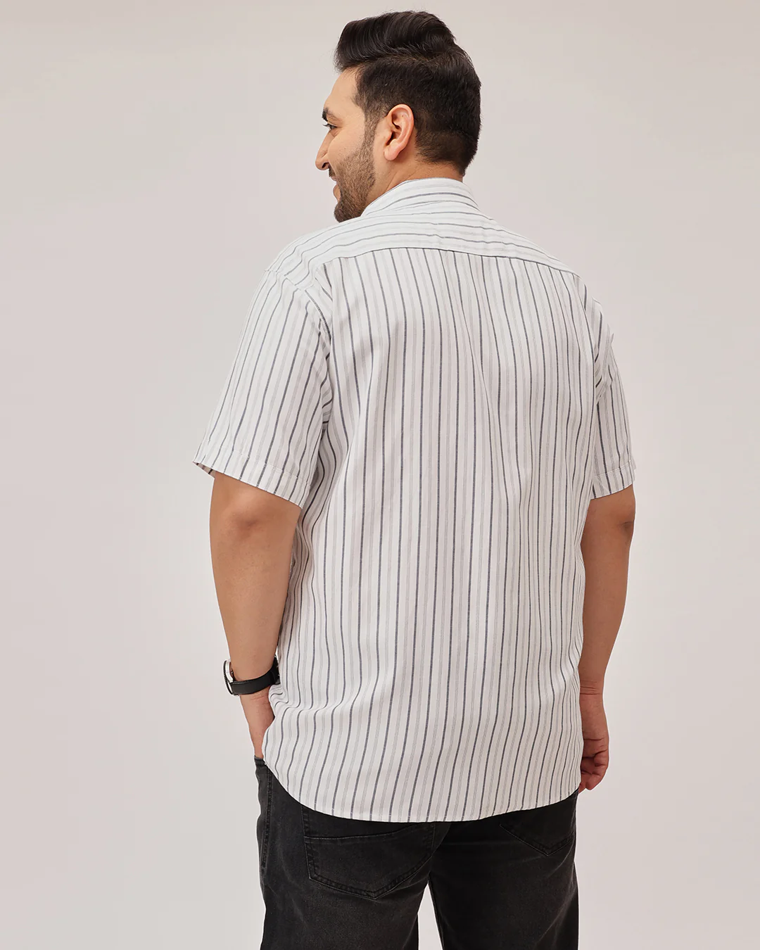 White stripe half sleeves plus size shirt - Image 6