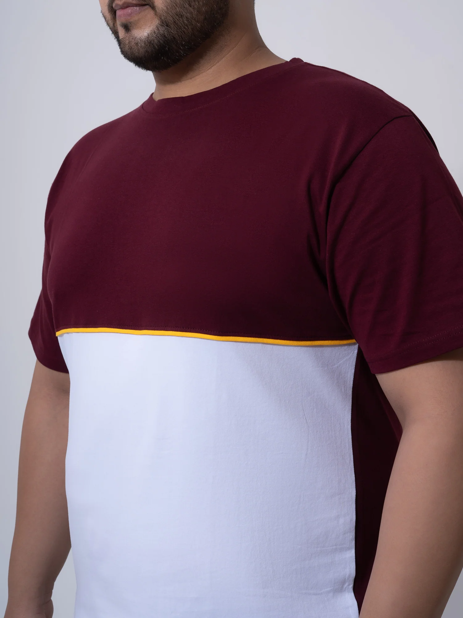 Wine with white yellow colourblock plus size t-shirt - Image 3
