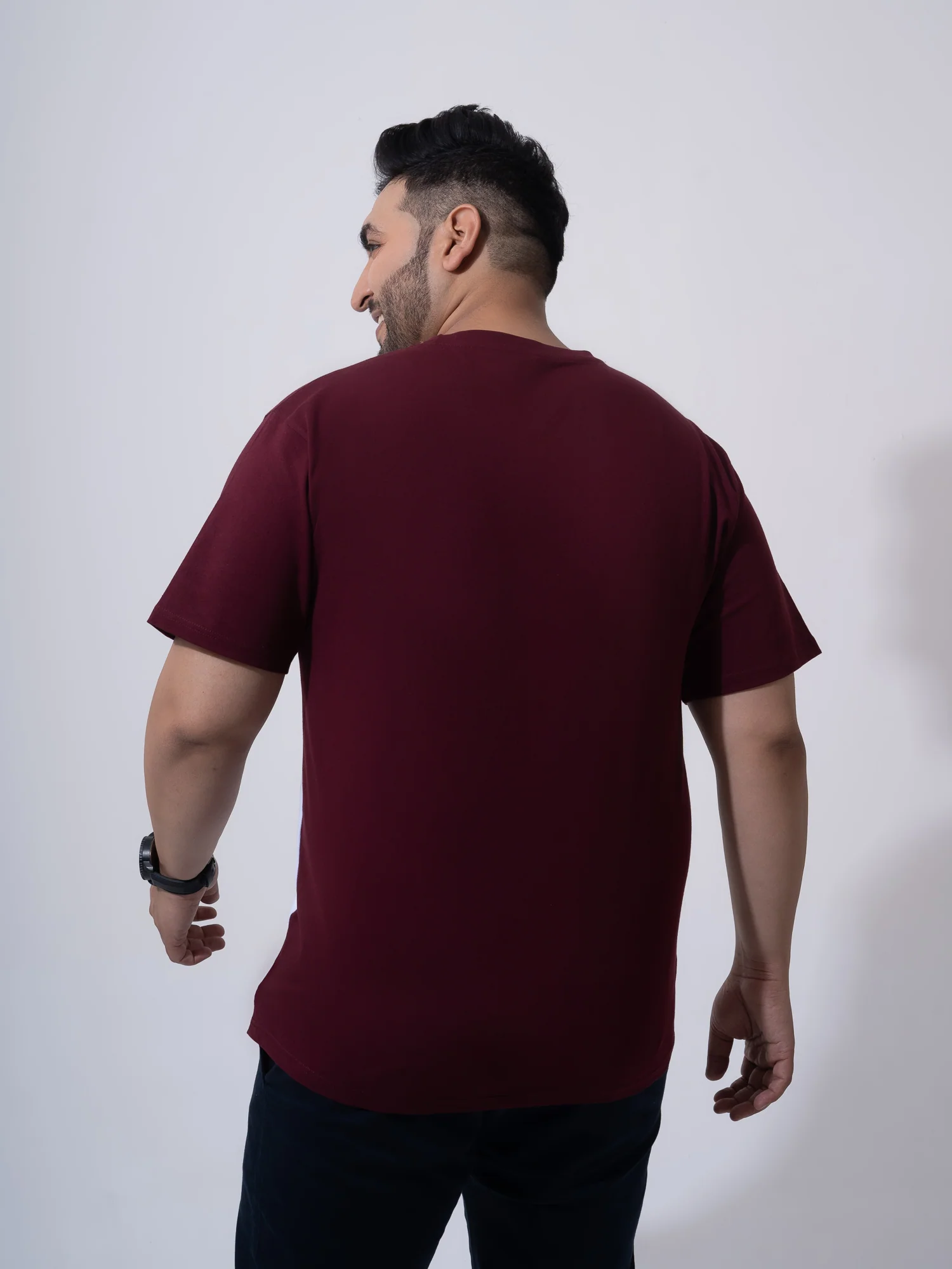 Wine with white yellow colourblock plus size t-shirt - Image 7
